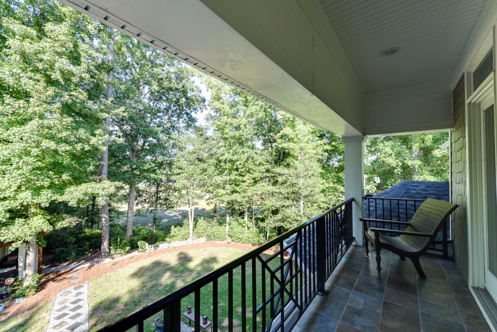 covered deck and back yard